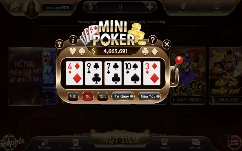 mini poker sunwin luon la the loai game duoc danh gia cao