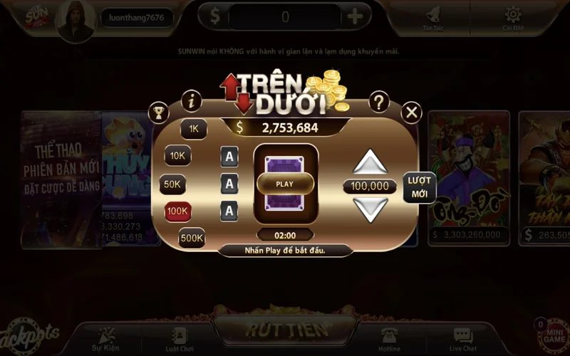 tren duoi sunwin la tro choi su dung bo bai tay