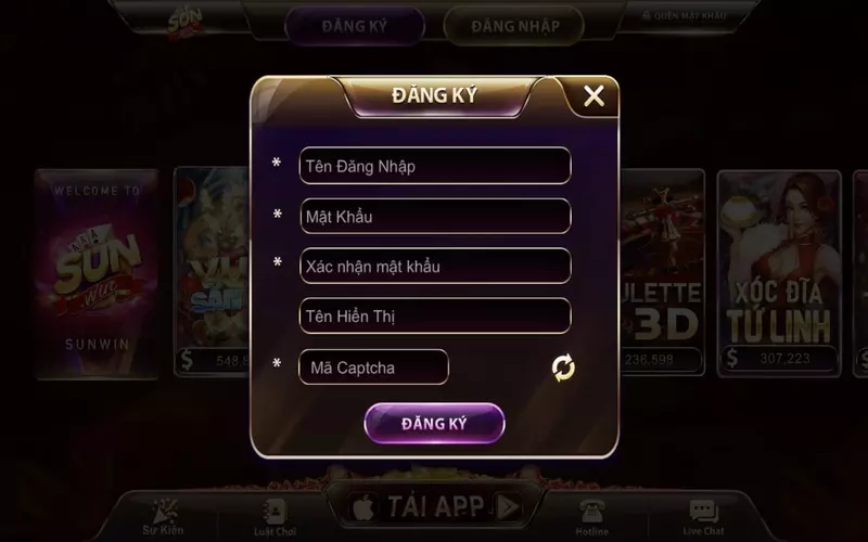 dang ky sunwin khong yeu cau nguoi choi qua nhieu