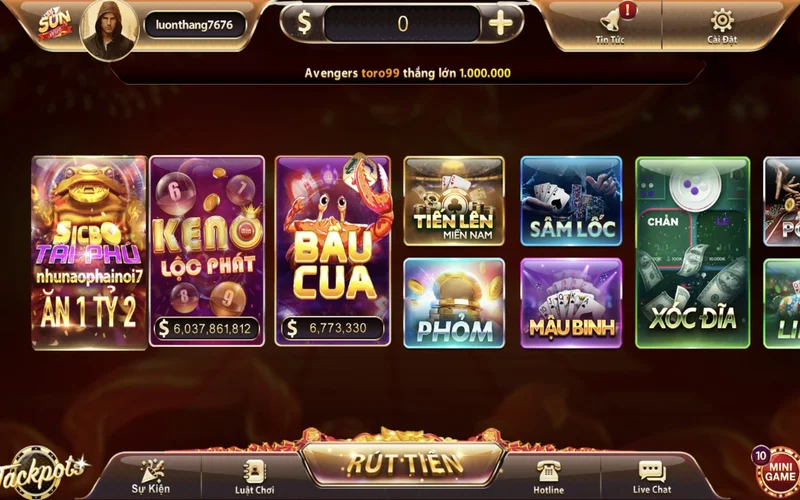 phom sunwin la mot the loai game co nhieu phong cuoc khac nhau